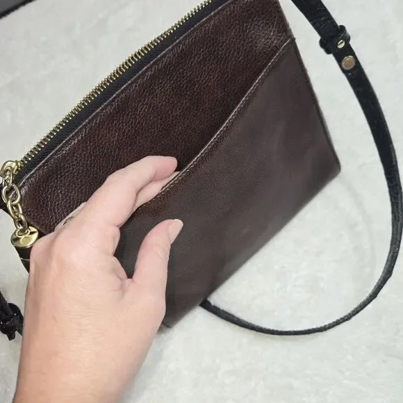 Brahmin Genuine Leather Calf Hair Leopard Print Crossbody Bag croc embossed - Picture 11 of 16